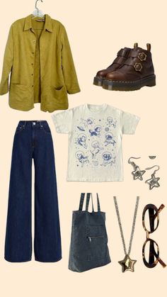 Queer fall vintage outfit Vintage Indie Outfits, Gabby Aesthetic, Studio Outfits, Queer Outfits, Queer Vintage, Coffee And Cats, Tech Outfit, Granola Girl Aesthetic