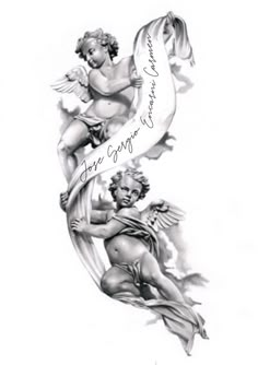 an angel and cupid tattoo design