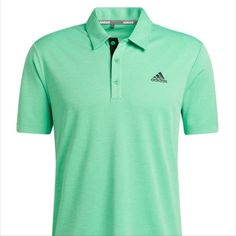 New With Tags Adidas Advantage Novelty Heathered Polo Shirt Semi Screaming Green Mel Casual Green Adidas Tops, Adidas Green Short Sleeve T-shirt, Adidas Green Short Sleeve Tops, Adidas Green Top For Spring, Green Adidas Top For Spring, Adidas Advantage, Adidas Shirt, Mens Clothes, Adidas Men