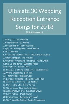 the ultimate guide to wedding reception entrance songs for bride and grooms, including list