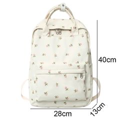 UAKISS - Fashion Women Cute Floral Student Backpack Trendy Lady Kawaii Book Bags Female Print Laptop College Backpack New Girl School Bag Color: beige/pink Size: length 28cm,Width 13cm,Height 40cm Kawaii Student Backpack, Cute Pink Student Backpack, Pink Student Backpack With Cute Design, Kawaii Student Backpack With Zipper Closure, Kawaii Backpack Shoulder Bag For Students, Kawaii Book, Casual Elegant Style, School Bags For Girls, Book Bags