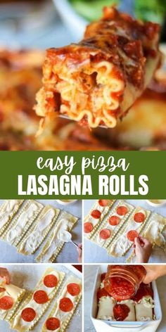 easy pizza lasagna rolls recipe with cheese and pepperoni