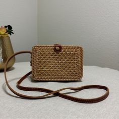 Summer Mini Shoulder Rattan Bag. All Natural Materials. Genuine Leather Strap , Linen Inner Lining. Lightweight, Like New , Never Used. Summer Rectangular Box Bag With Adjustable Strap, Rectangular Natural Straw Bag With Detachable Strap, Beach Crossbody Box Bag, Rectangular Straw Bag With Mobile Phone Pocket For Vacation, Natural Rectangular Straw Bag With Detachable Strap, Rectangular Straw Bag With Mobile Phone Bag For Vacation, Chic Box Bag With Adjustable Strap For Vacation, Square Light Brown Shoulder Bag With Adjustable Strap, Bohemian Light Brown Bag For Vacation