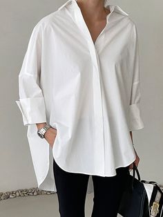 The Oversized Shirt is crafted with premium quality 100% cotton for a soft and comfortable feel. Its loose fit provides maximum comfort, while the pigment washing adds a unique and stylish touch. This button down shirt is perfect for those looking for a high-quality and fashion-forward addition to their wardrobe. One Size (Fits XS-XL) Chest 74cm (Half Width), Body Length 72cm Cotton 100% Machine Wash Delicate cycle with like colors/ Dry Clean for long last Boxy White Shirt Outfit, Oversized Women Shirt, Unbuttoned Button Up Shirt Outfit, Oversized White Button Shirt, Oversized Bottom Up Shirt Outfit, Stylish T Shirts For Women, Everyday Solid Color Cotton Shirt, Oversized Tops For Daywear, Oversized Striped Button Up Shirt Outfit