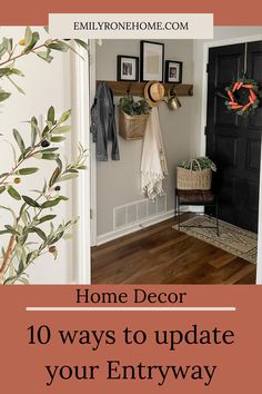 the entryway to a home decorated for christmas with wreaths and decorations on it