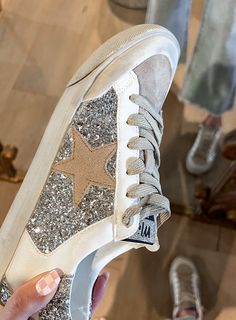 Your Favorite Glitter Neutral Star Sneaker Everyday Fall Sneakers With Speckled Midsole, Casual Sneakers With Glitter Print, Casual Glitter Print Sneakers, Casual Lace-up Sneakers With Glitter Print, Casual Low-top Sneakers With Glitter Print, Casual Glitter Sneakers For Spring, Casual Sneakers With Glitter Accents For Spring, Casual Sneakers With Glitter Accents For Streetwear, Casual Glitter Accents Lace-up Sneakers