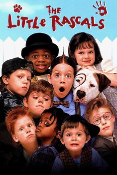 the little rascals 3 movie poster with many children and dogs posing for a group photo