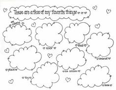 a drawing of clouds and hearts with the words, these are always my favorite things