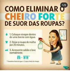 a poster with an image of a woman holding a bottle and the words, como eliminar cheero for de suordas roupas?