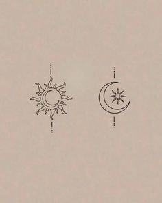 the sun and moon are drawn in black ink