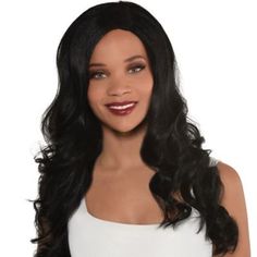 This long black wig is how you show your team spirit spice up your Halloween look or complete your cosplay costume. The wig is straight with lush curls at the bottom for a glamorous look. It fits kids and adults. Black Long Glam Wig product details:  Synthetic fiber One size fits most Suitable for use with hair spray and cool styling tools Wig cap recommended (sold separately) Green Halloween Costumes, Neon Eyeshadow, Green Tights, Green Costumes, Popular Costumes, Green Halloween, Fiber One, Halloween Store, Wearing All Black