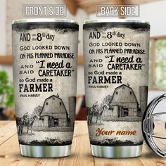 two tumblers with farm sayings on them