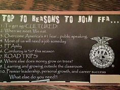 a sign on the wall that says top 10 reasons to join fea