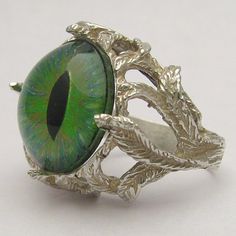 Handmade Sterling Silver Green Gothic Dragon Eye Claw by JandSGems, Unique Claw-shaped Silver Jewelry, Collectible White Gold Emerald Jewelry, Collectible Emerald Jewelry In White Gold, Unique Green Hand Cast Jewelry, Unique Hand Cast Green Jewelry, Unique Hand-cast Green Jewelry, Formal Hand Cast Jewelry, Hand Cast White Gold Jewelry As Gift, Handmade Claw Jewelry As Gift