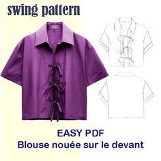 an easy sewing pattern for a blouse with ruffles on the front and back