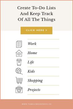 a list with the words, create to do lists and keep track of all the things