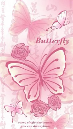 a greeting card with pink butterflies and roses