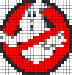 the pixel art is made with red and white squares