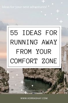 55 ideas for running away from your comfort zone! Ideas for activities to help you try new things! How To Get Out Of My Comfort Zone, Comfort Zone Challenge, Out Of Comfort Zone, 2024 Planner, Ultimate Bucket List, Try New Things, Growth Tips, Out Of Your Comfort Zone