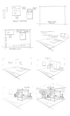 some drawings of different types of furniture