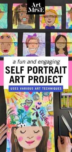 art project for kids to make self portraits with the words, fun and engaging self portrait art project