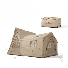 an image of a tent set up with the door open and side walls closed to show it's interior