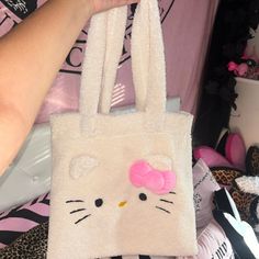 Brand New Fluffy Tote Bag, Hello Kitty Makeup Bag, Hello Kitty Bags, Hello Kitty Purse, Cat Coin Purse, Hello Kitty Makeup, Hello Kitty Bag, Eggplant Color, Hello Kitty Cartoon