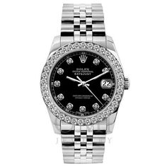 This womens Rolex Datejust combines luxury and precision, featuring an original Rolex automatic movement. The timepiece is adorned with an aftermarket diamond bezel set with 1.2CT diamonds and a sophisticated black Roman aftermarket diamond dial. Encased in a 26mm case with a scratch-resistant sapphire crystal, it ensures durability and lasting clarity. The original Rolex stainless steel bracelet, measuring 7.5 inches, offers both comfort and elegance. Presented in a Rolex box with an appraisal Rolex Blue, Diamond Bezel Bracelet, Rolex Wrist Watch, Rolex Datejust Ii, Bracelet Original, Diamond Watches Women, Watches Logo, Bezel Jewelry, Rolex Women