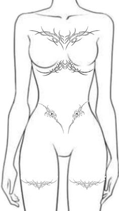 the outline of a woman's body with tattoos on it