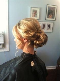 Love this updo... so elegant! Volume Wedding Hair, Graduation Updo, Bun With Volume, Updo Side, Loose Bun, Soft Updo, Bridesmaid Updo, Simple Updo, Classic Updo