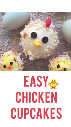 easy chicken cupcakes with frosting and sprinkles on the top