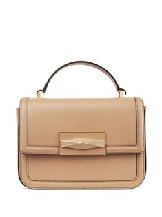 beige calf leather gold-tone hardware embossed logo to the front adjustable detachable shoulder strap single top handle foldover top clasp fastening main compartment internal zip-fastening pocket internal logo patch canvas lining Diamond Top, Womens Designer Bags, Satin Pumps, Bon Bon, Designer Shoulder Bags, Jimmy Choo Shoes, Footwear Design Women, Handle Bag, Leather Design