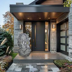 the front entrance to a modern home