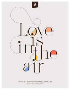 a poster with the words love is in the air and an image of two circles