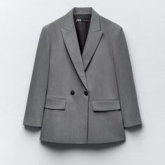 Full Cut Blazer With Lapel Collar And Long Sleeves. Welt Pockets With Flaps At Front. Front Double Breasted Button Closure. Zara Oversized Elegant Blazer, Zara Classic Double-breasted Blazer, Zara Oversized Office Blazer, Sheer Long Sleeve Dress, Zara Suits, Cut Blazer, Sleeveless Sweater Dress, Dad Fashion, Zara Blazer