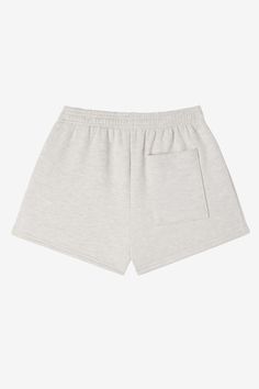 These short shorts are made of our bouncy 12 oz. cotton fleece, making them comfy, easy and versatile. Take your regular size or size up for a looser fit. This style features an elastic waistband, and a single back pocket. Try pairing with our matching sweatshirts or a neutral crop top or bodysuit. This fleece is made of a soft, combed cotton to keep you cozy and warm. Made in Los Angeles, Calif. Our experienced sewers earn up to $25 an hour and no less than $16; additionally workers have health Casual Athletic Shorts For Loungewear, Comfy Short Length Pajama Shorts For Leisure, Comfy Short Length Pajama Shorts, Comfy Leisure Shorts With Ribbed Waistband, Comfy Shorts With Ribbed Waistband For Leisure, Casual Shorts With Ribbed Waistband And Short Inseam, Casual Loungewear Shorts With Ribbed Waistband, Casual High-waisted Athletic Shorts With Ribbed Waistband, Casual Cotton Pajama Shorts With Ribbed Waistband