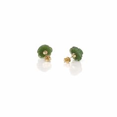 Design Concept --- Keep you in my heart with lucky jade rose earrings. It's simple and classic stud earrings. Durable 14k Solid Gold. This piece is made to last. Natural, untreated, high-quality nephrite jade. the jade color is deep green. Looks so beautiful. Every detail looks so exquisite. It's a very perfect gift for women, for her. for special. Natural nephrite jade Total Weight: 1.20g Stone dimension: 10 mm, 13 mm Hand Carved 14k White Gold & Yellow Gold Authenticity guaranteed IDEAL PRESEN Jade Stud Earrings, Nephrite Jade, Jade Earrings, Jade Jewelry, Jade Green, Rose Earrings, Flower Earrings, Rose Flower, Personalized Jewelry