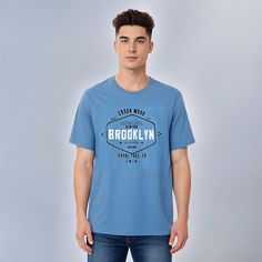 Revamp your look with this Brooklyn Printed T-Shirt for men. Style this t-shirt with a pair of joggers, sliders & wayfarers for a cool look. Made with polyester & cotton, these T-shirts ensure superior fit, comfort and ease. Even in humid temperatures our T-shirts will keep you cool. We are super proud to be a interesting product that understands the needs and tastes of our customers. Specifications: Basic Soft Cotton Printed T shirt for the summer Provide all-time comfort – Anytime & Anywhere Regular fit – Fitted at Chest and Straight on Waist Down Flexible ribbed crew neck 60% Cotton 40% Polyester Casual Sports T-shirt With Text Print, Casual T-shirt With Letter Print For Urban Adventures, Urban Style Cotton T-shirt For Urban Adventures, Crew Neck Cotton Top For Urban Adventures, Cotton Crew Neck Top For Urban Adventures, Casual Crew Neck Tops For Urban Adventures, Casual Moisture-wicking T-shirt, Short Sleeve Cotton T-shirt For Urban Adventures, Cotton Short Sleeve T-shirt For Urban Adventures