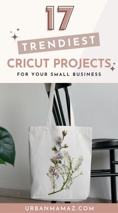 a white bag sitting on top of a wooden table next to a chair and potted plant