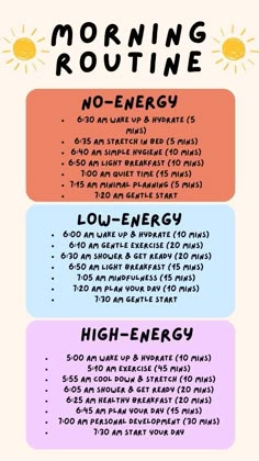 Routines For Different Energy Levels, Morning Routine To Do List, Productive Day Plan, Positive Morning Routine, Morning Meditation Routine, Morning Routine Productive Motivation, Morning Routine Inspiration, Low Dopamine Morning Routine, Morning Routine Exercise