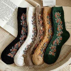 FREE SHIPPING ON ALL ORDERS OVER $50 | 100% SATISFACTION GUARANTEED Click "ADD TO CART" To Get Yours Now | Up To 60% OFF✨ Beautiful women's socks, Good wearing feeling, Irresistible. Fine workmanship and exquisite embroidery, Delicate designs on the cuff make them more elegant. These Arimonz winter thick woman's socks are warm on the feet and they are cute. Crafted to provide a snug fit and an overall cozy feel. Features: 📌 One size fits all📌 The Fabric Is Very Comfortable📌 Made With Cotton📌 Winter Embroidery, Winter Socks, Cute Socks, Tube Socks, Socks And Tights, Brown Floral, Cashmere Wool, Cotton Socks, New Wardrobe