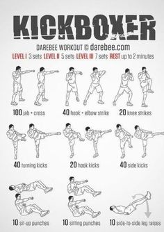 the kickboxer workout poster shows how to do it in less than 10 minutes