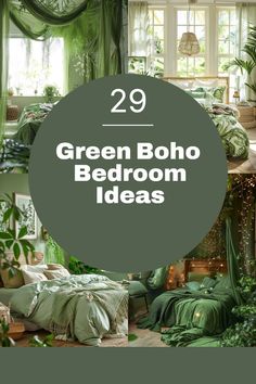 green boho bedroom decor ideas that are easy to do in the day and night