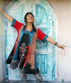 L-L/XL Floral Folk Embroidered and Beaded Grey Denim Distressed and Meadow Floral India Fabrics Patchwork Recycled Hippie Boho Tunic Top - Etsy Poland Bohemian Floral Embroidery Tunic For Fall, Bohemian Floral Embroidered Tunic For Fall, Bohemian Cotton Tunic With Floral Embroidery, Bohemian Short Sleeve Patchwork Top, Bohemian Patchwork Short Sleeve Tops, Bohemian Spring Tunic With Relaxed Fit, Bohemian Cotton Tunic For Fall, Bohemian Tunic With Relaxed Fit For Fall, Bohemian Relaxed Fit Tunic For Fall