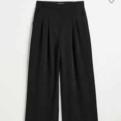 New H&M Black Pants. Size 12 Loose Fitting Pants, Black Wide Leg Pants, Wide Trousers, Black Trousers, Pantalon Large, Wide Pants, Herringbone Pattern, Wide Leg Trousers, Fashion Company