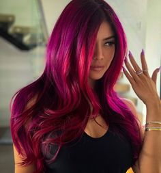 Fuschia Hair Magenta, Magenta Hair Colors, Pink Balayage, Highlight Colors, Pink Purple Hair, Outfit Creator