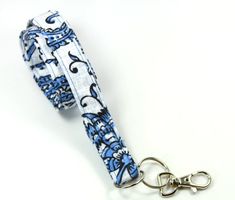 BLUE Fabric lanyard, Blue Badge Holder, Black and white Lanyard, Fabric Badge Holder Blue Lanyard With Key Leash For Gift, Blue Lanyard With Key Leash As Gift, Blue Lanyards With Key Leash As Gift, Lanyard Blue, Beautiful Blue Flowers, Cute Lanyard, Cute Lanyards, Fabric Lanyard, Polka Dot Fabric