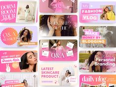 a collage of photos with the names of women's beauty products on them