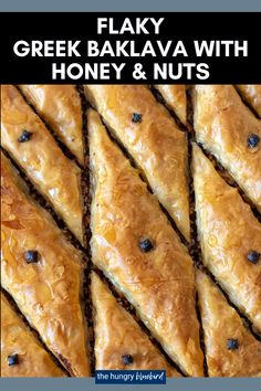 the cover of flaky greek baklaa with honey and nuts