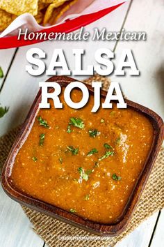 homemade mexican salsa in a bowl with tortilla chips